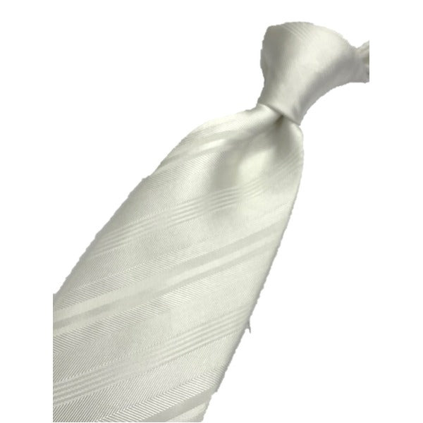 フォーマル 礼装 シルク100%ネクタイ 撥水加工 無地織りストライプ×ホワイト